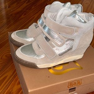 Ash Alex Bis Wedge shoes size 8 (38 Euros). Silver